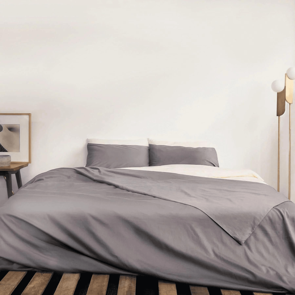 Housse de couette en coton biologique 200 fils couleur argent pour hôtels – Image 4