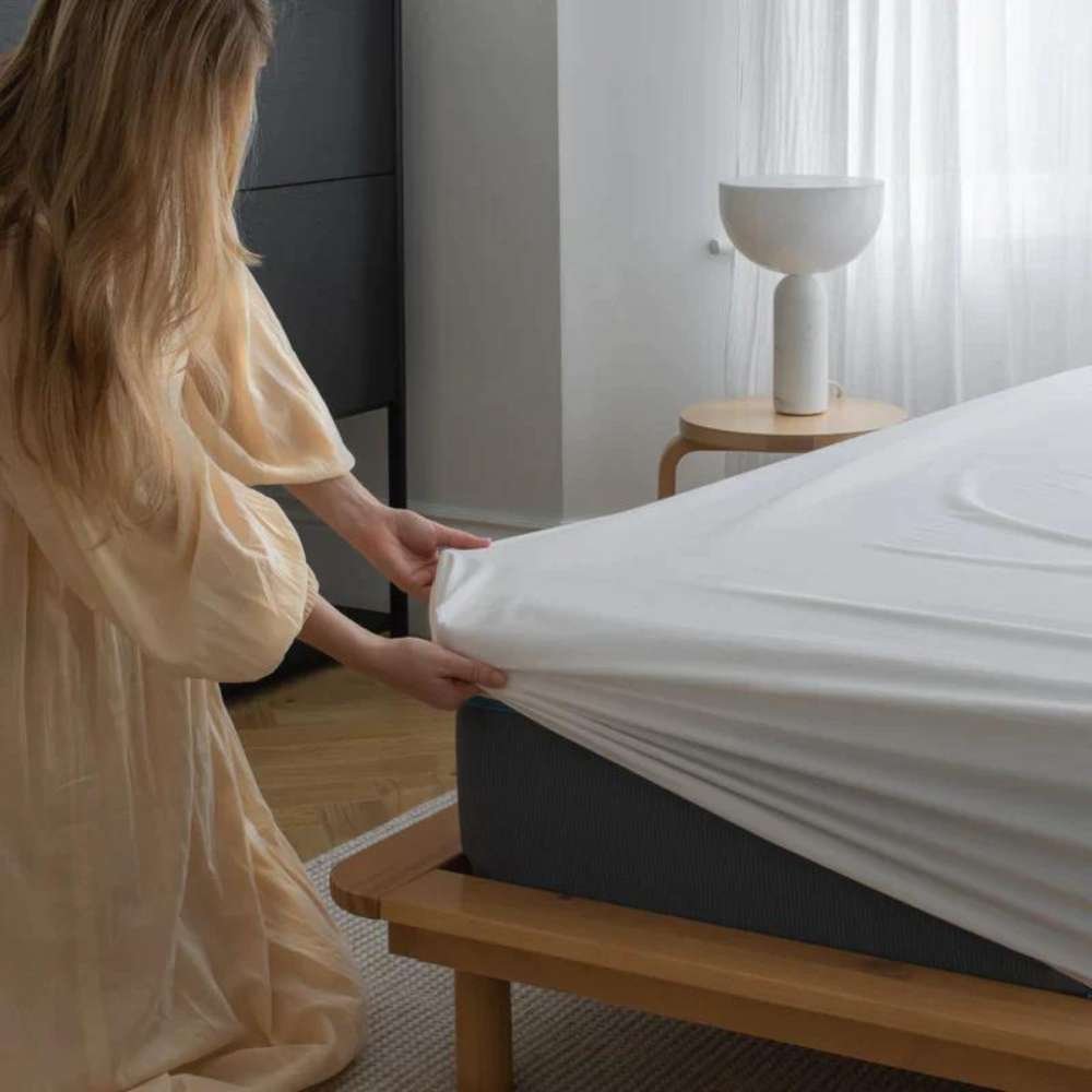 Ensemble de draps en coton biologique 200 fils blanc pour hôtels – Image 2