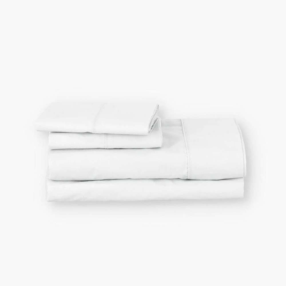 Ensemble de draps en coton biologique 200 fils blanc pour hôtels