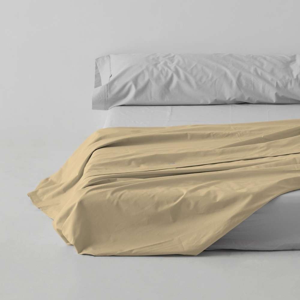 Draps plat beige 144 fils pour hôtels – Image 3