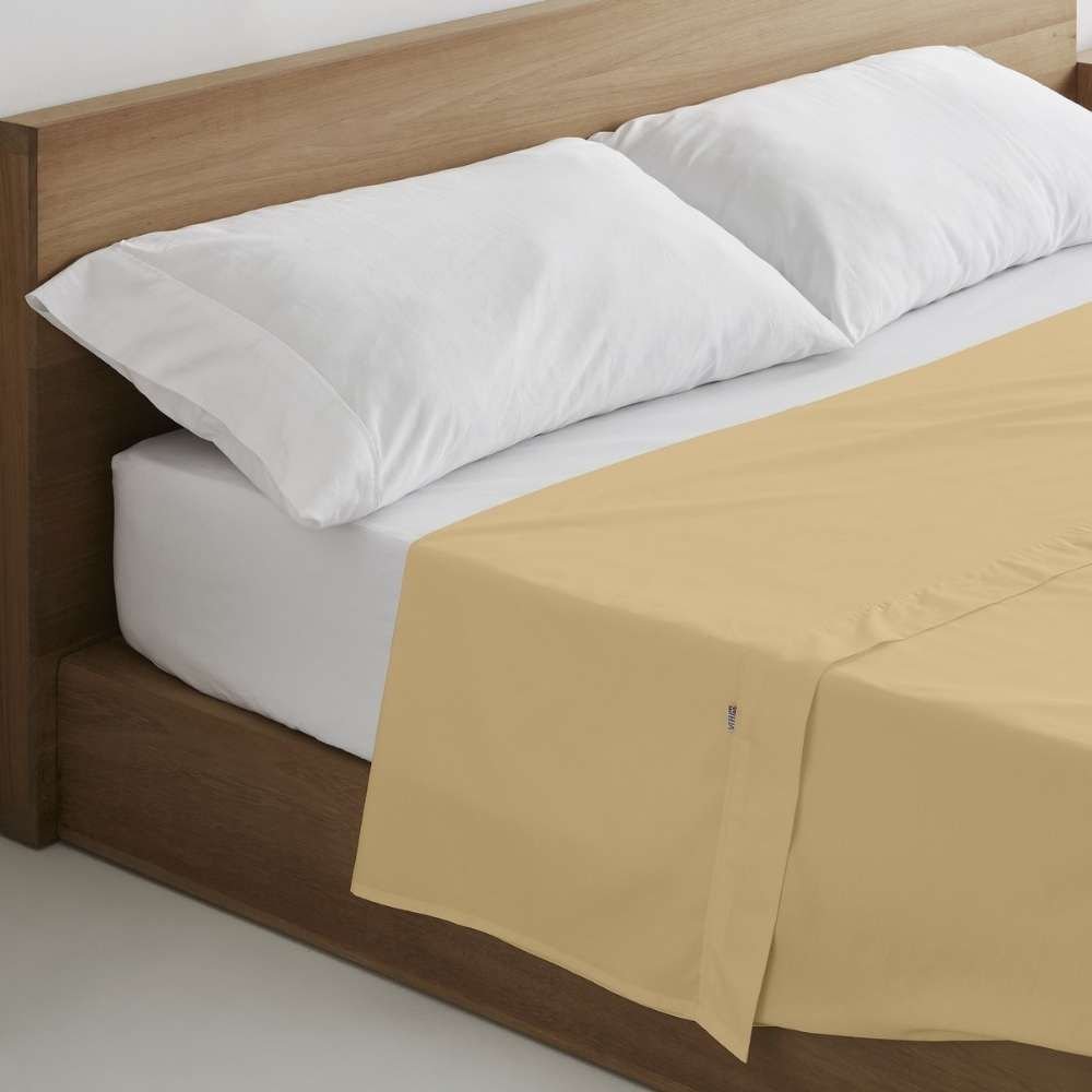 Draps plat beige 144 fils pour hôtels